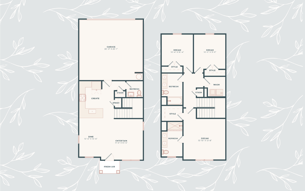 C1 - 3 bedroom floorplan layout with 2.5 bathrooms and 1408 square feet (C1 - 3 Bed, 2.5 Bath
)