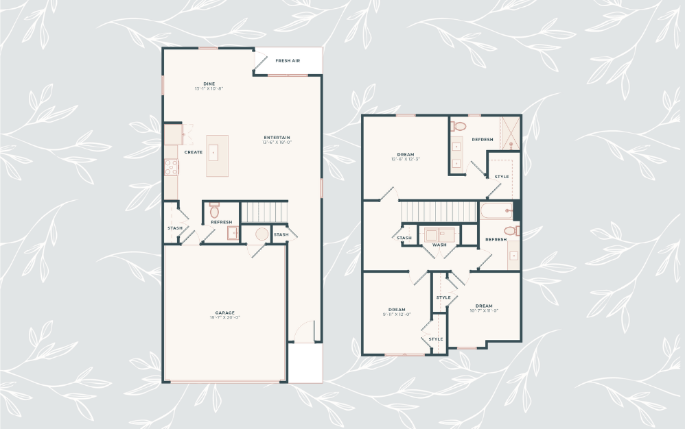 C2 - 3 bedroom floorplan layout with 2.5 bathrooms and 1507 square feet (C2 - 3 Bed, 2.5 Bath
)