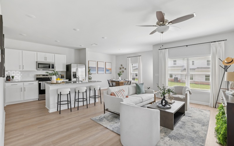Wide open living areas flooded with natural light