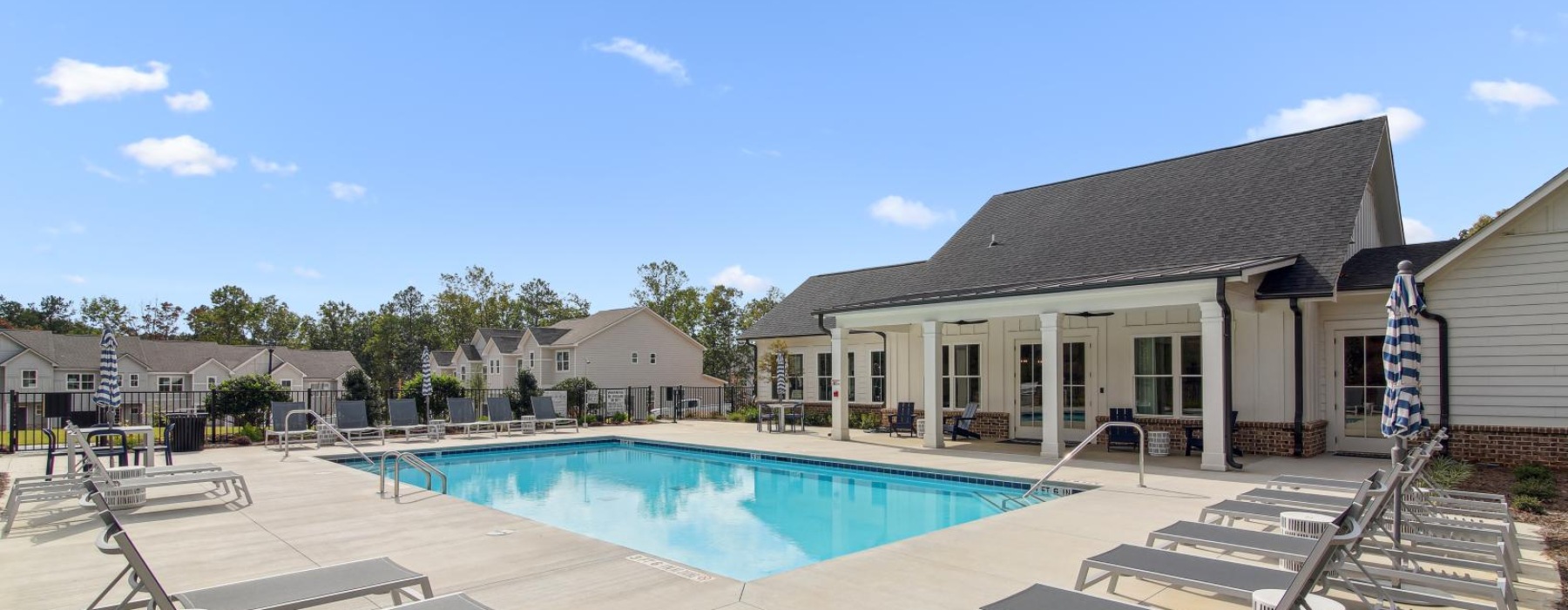 a swimming pool in a backyard